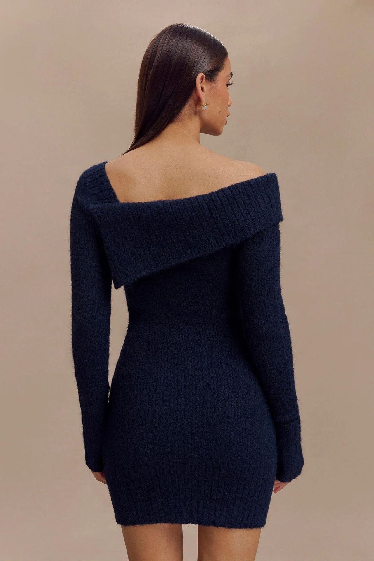 Sexy Off The Shoulder Long Sleeves Knitted Sweaters-Dresses-White-S-Free Shipping Leatheretro