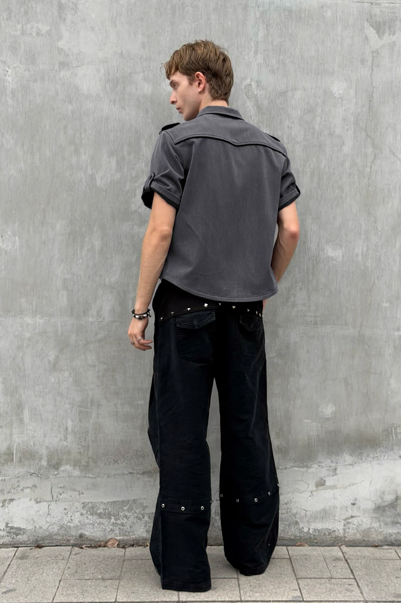 ESAIAS Napoleon Embroidered Asymmetrical Half Shirt-Half shirt-S-Free Shipping Leatheretro