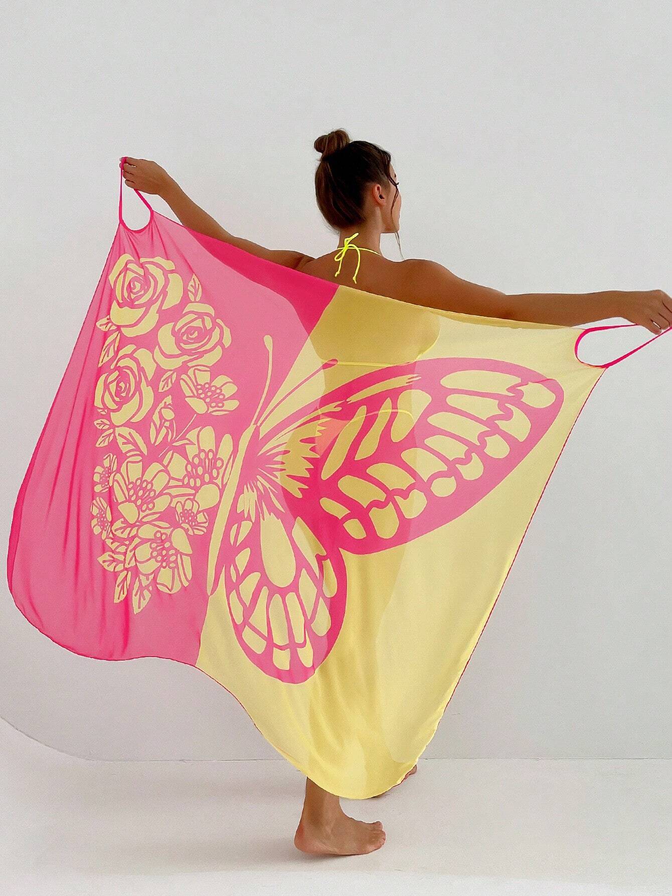 Summer Butterfly Print Beach Cover Ups-Cover Up-D-One Size-Free Shipping Leatheretro