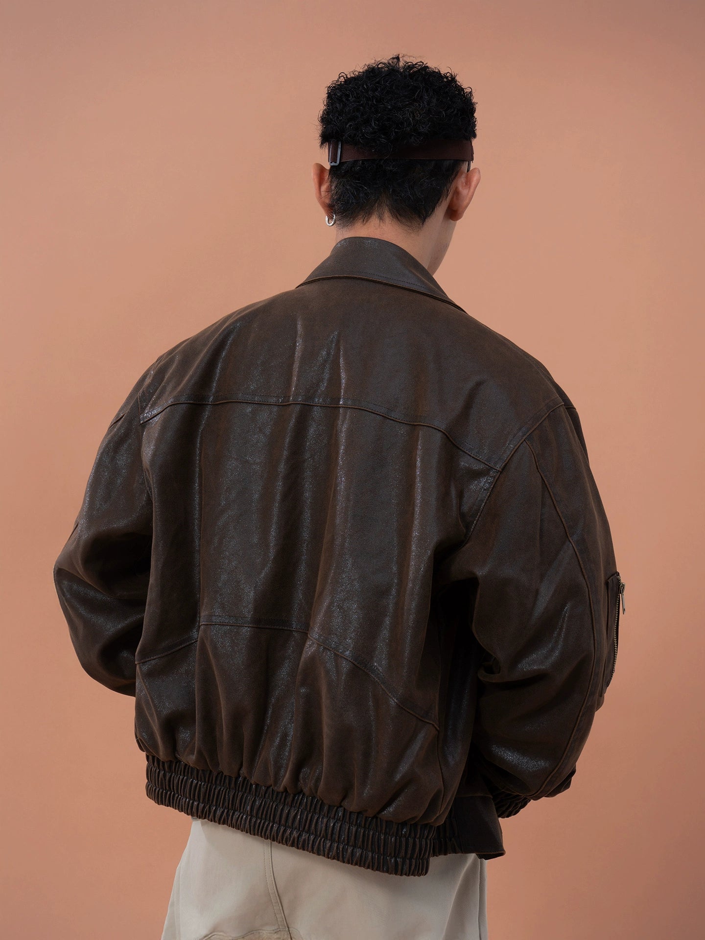 CLP Men's Brown Lapel Vintage Faux Leather Jacket-Coffee-M-Free Shipping Leatheretro