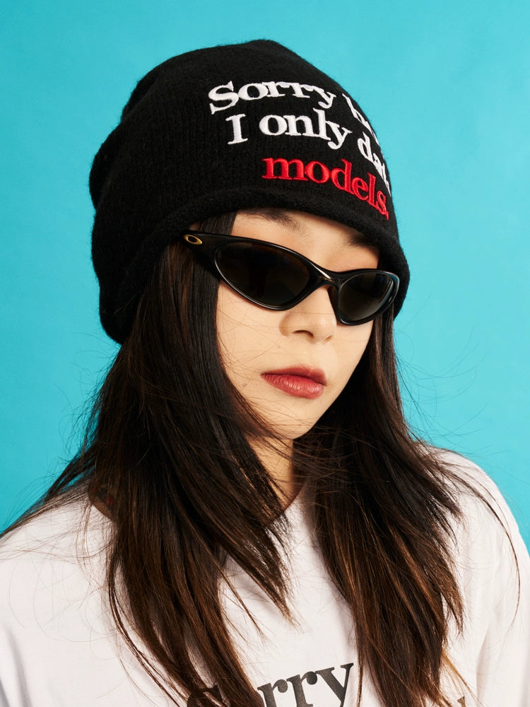 WCC Sorry Boys I Only Date Models Knitted Beanie-Black-Free Size for All-Free Shipping Leatheretro