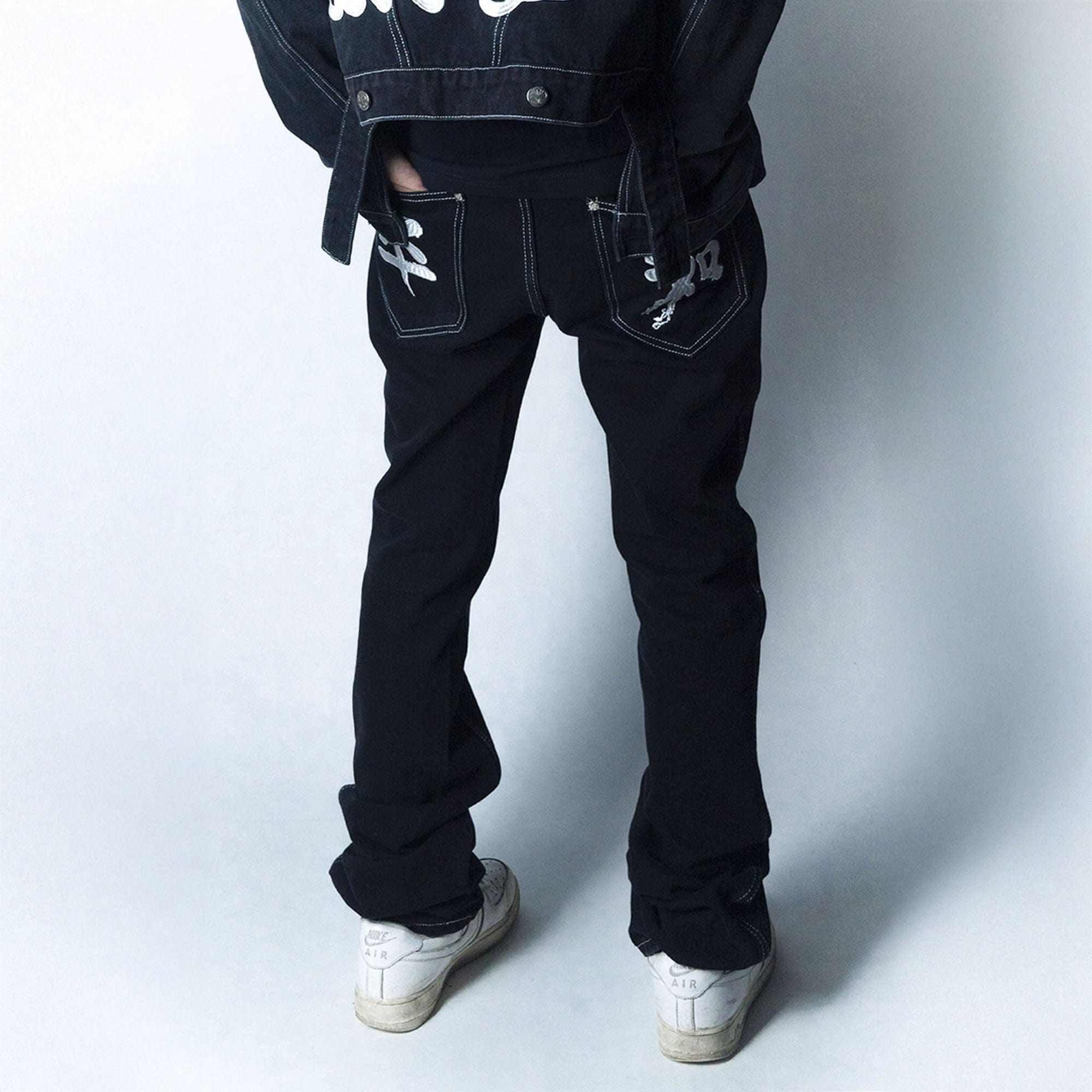 VINKID Embroidered Contrast Stitch Stacked Skinny Jeans-Jeans-S-Free Shipping Leatheretro
