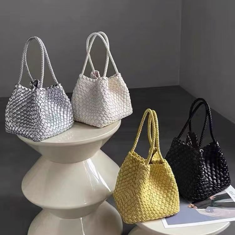 Handwoven Bag – Luxury Boho Woven Tote-Silver-Free Shipping Leatheretro