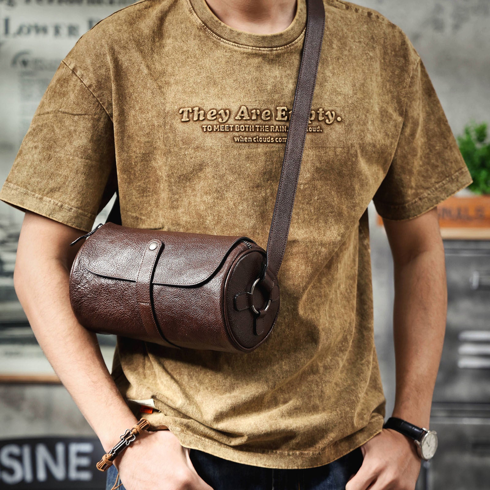 Genuine with Full-Grain Vegetable-Tanned Leather Bag-Handbags-Dark Coffee-Free Shipping Leatheretro