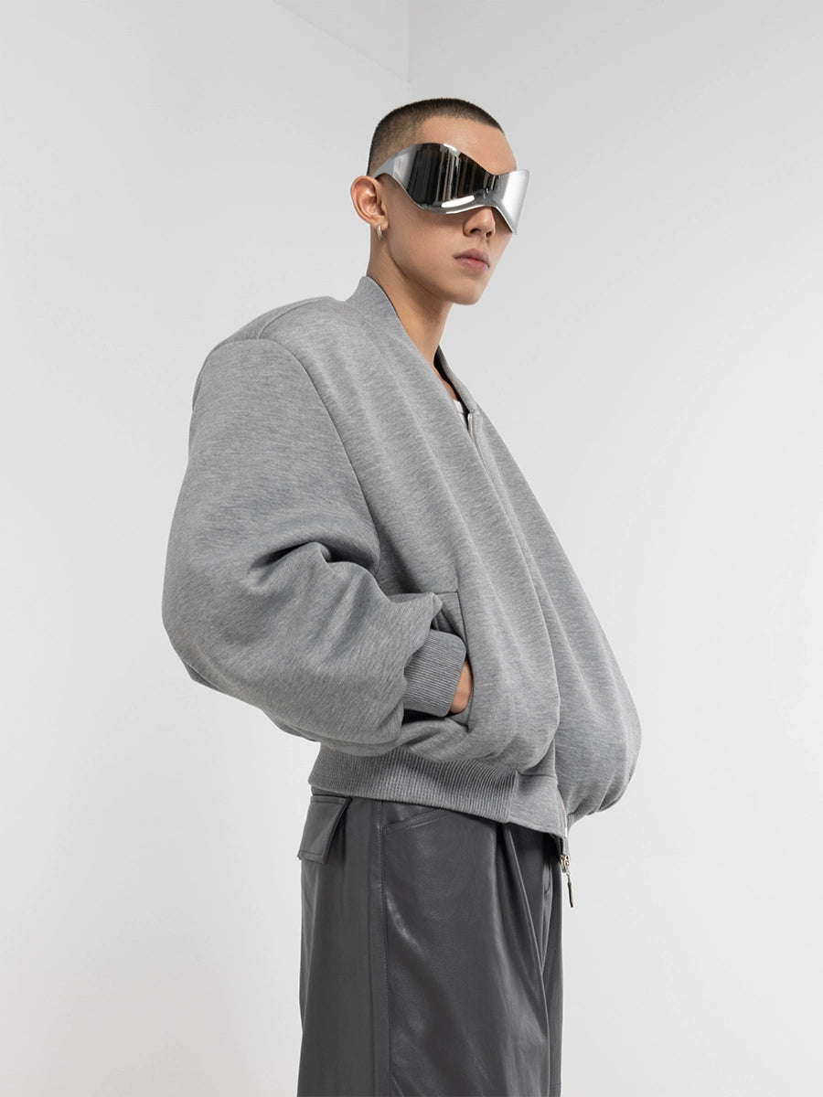 CLP Grey Baseball Collar Pilot Jacket-Gray-S-Free Shipping Leatheretro