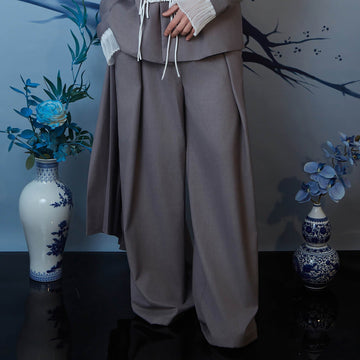 JIECHI Layered Draped Wide-Leg Pants-Pants-M-Free Shipping Leatheretro