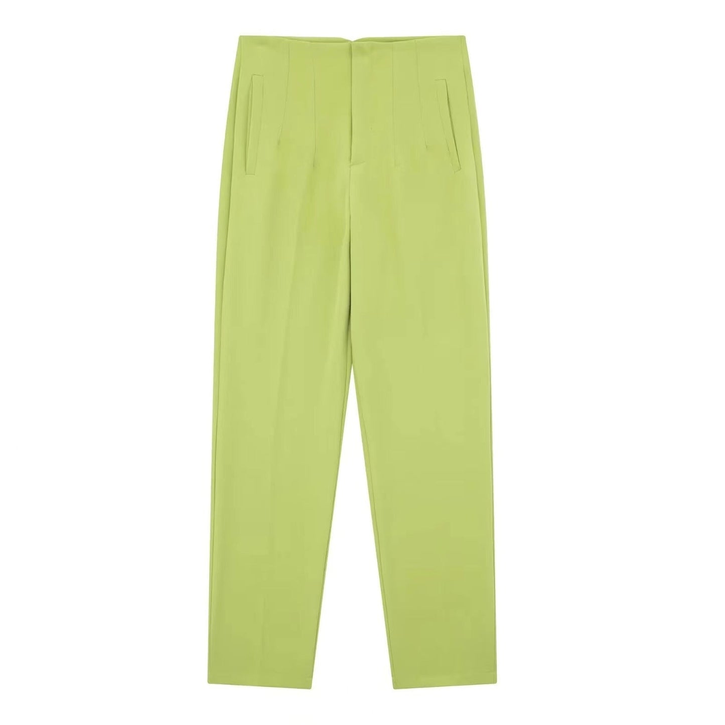 Casual Straight Women Pants-pants-Green-1-S-Free Shipping Leatheretro