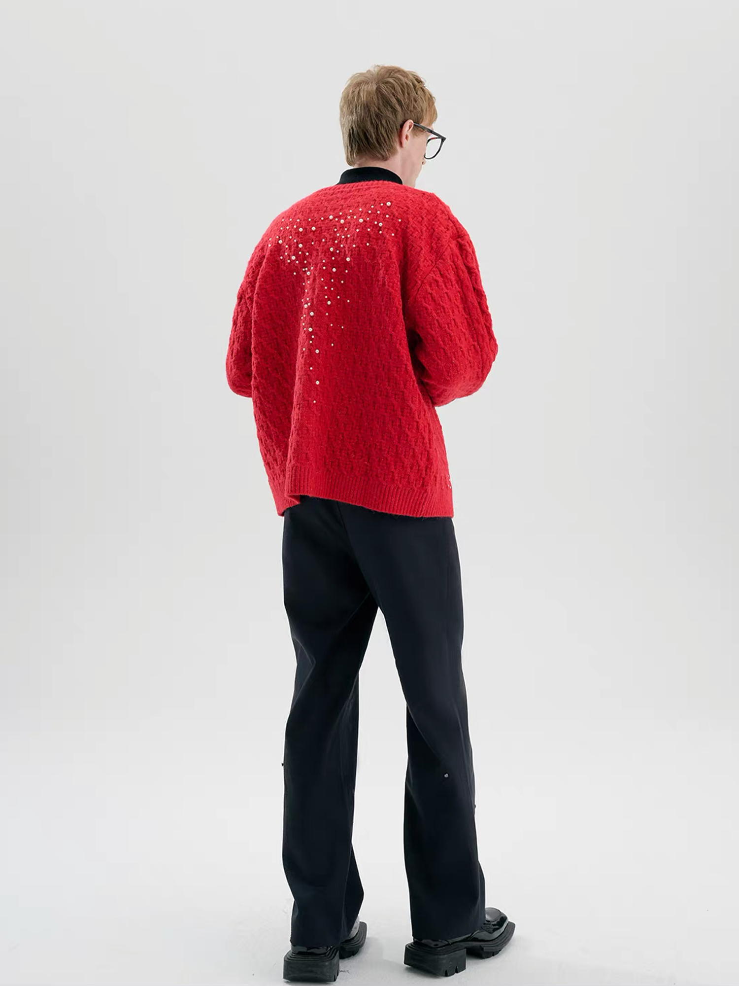 TIWILLTANG Pearl-Embellished Cable Knit Cardigan