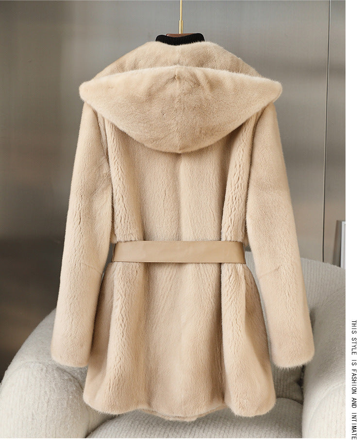 Casual Faux Fur Midi Length Jacket Coats-Coats & Jackets-Khaki-S-Free Shipping Leatheretro