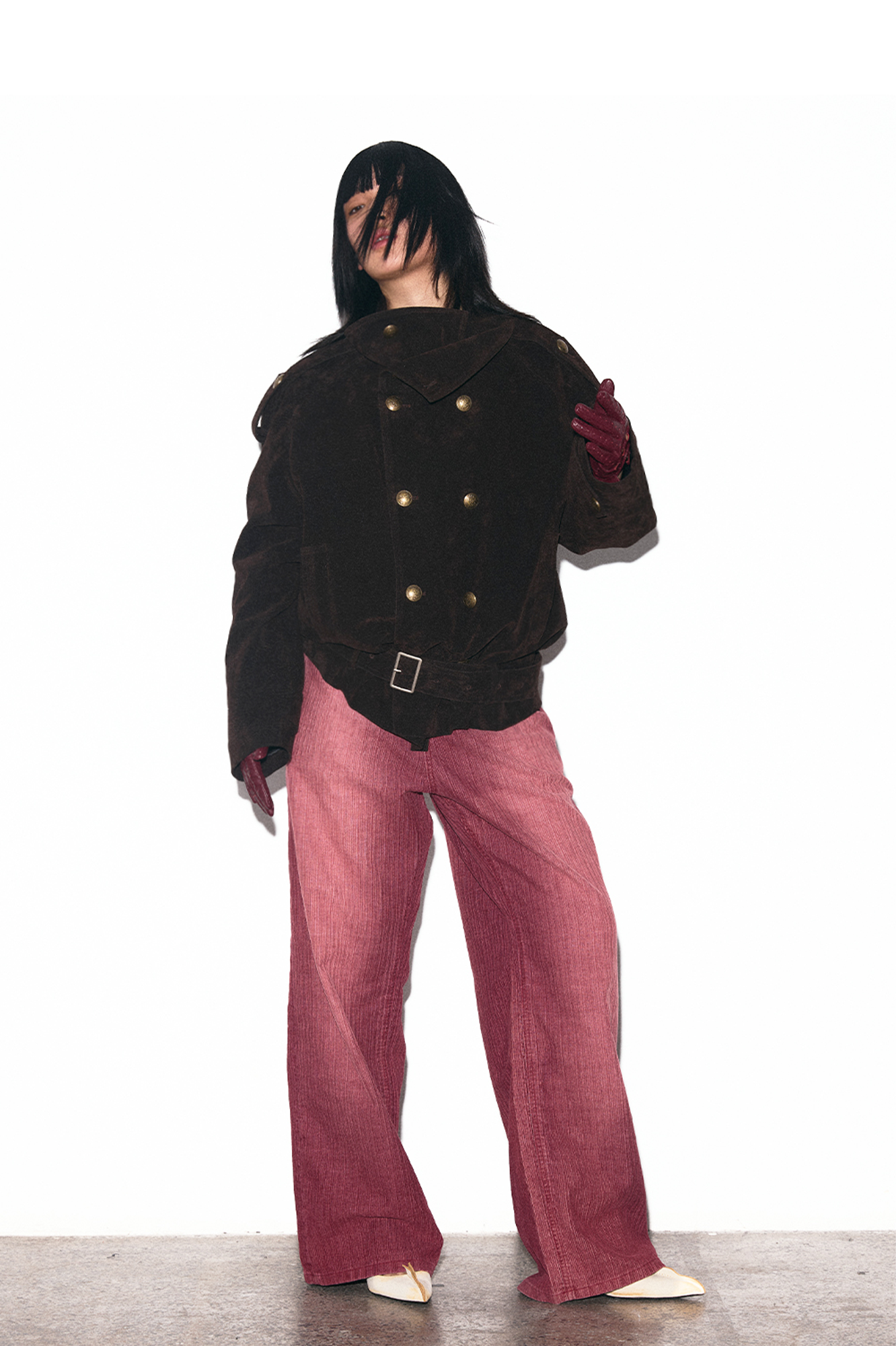 TRECLUB Velvet Double-Breasted Short Trench Jacket-Jacket-S (Preorder)-Free Shipping Leatheretro