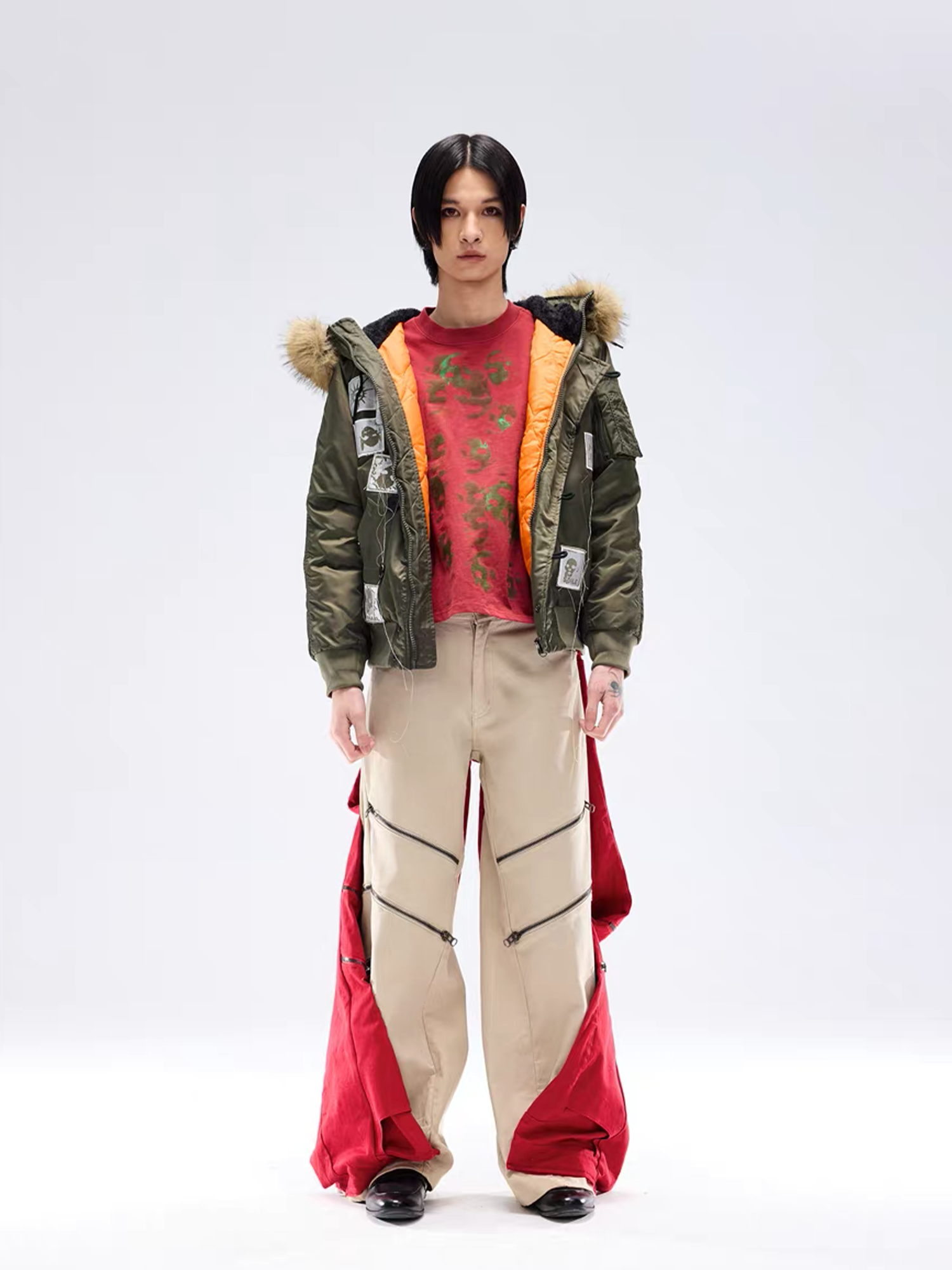 NOTHINGNESS WORLD Faux Fur Patch Hooded Puffer Jacket-Jacket-S (Preorder)-Black-Free Shipping Leatheretro