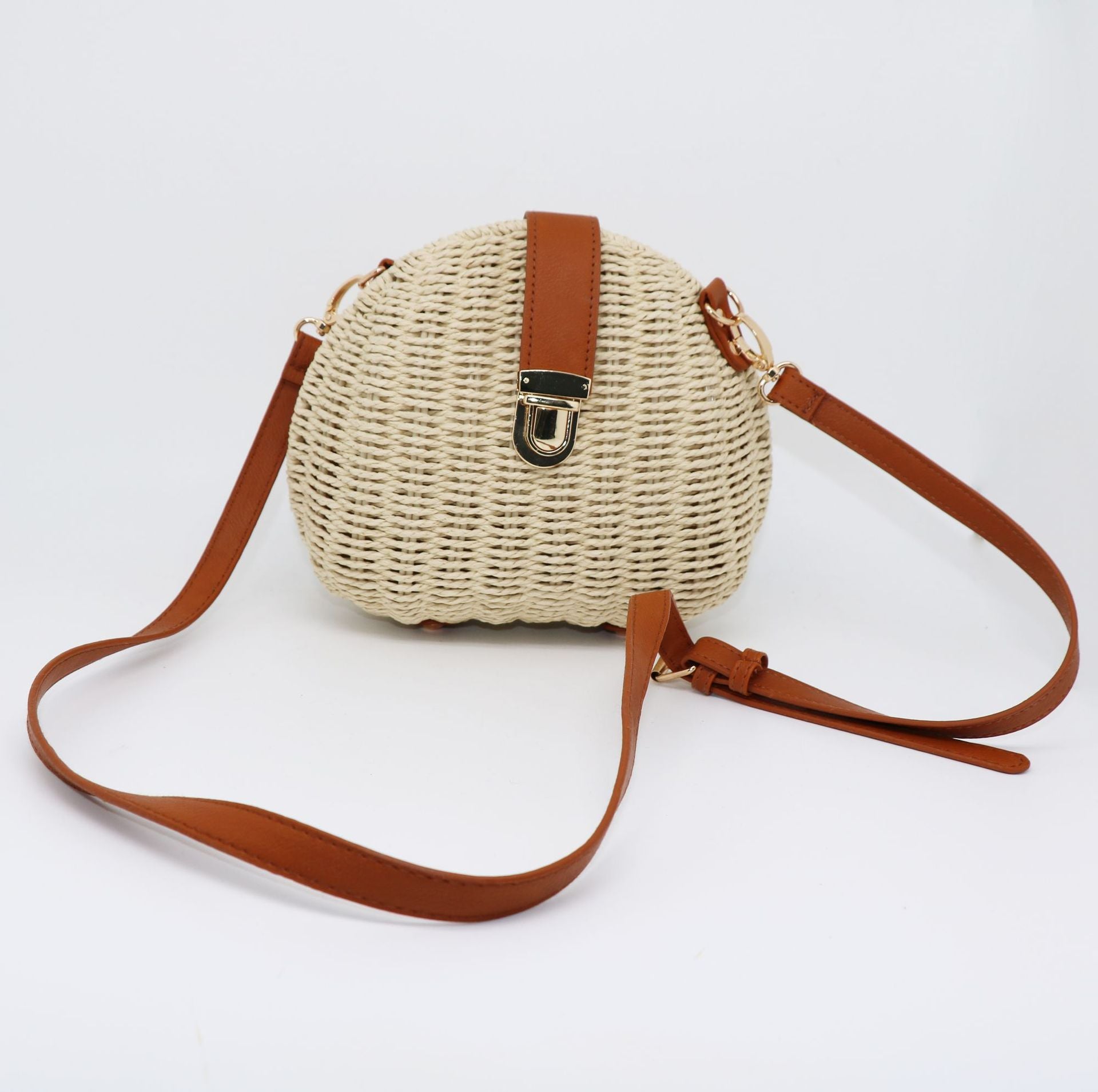 Summer Shell Crossbody Bag-Ivory-Free Shipping Leatheretro