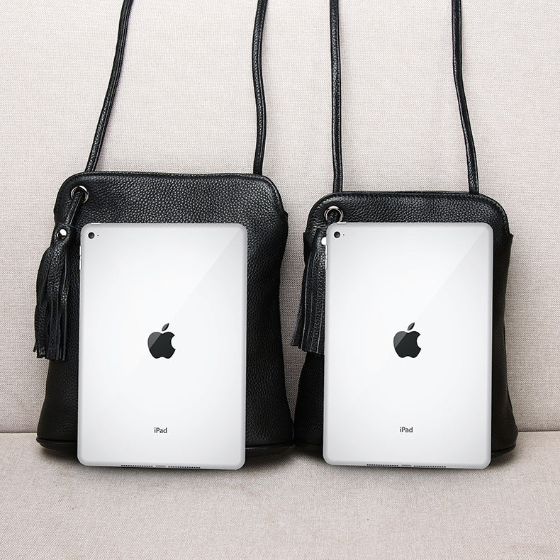 Women's Soft Genuine Leather Bucket Bag-Black Small-Free Shipping Leatheretro