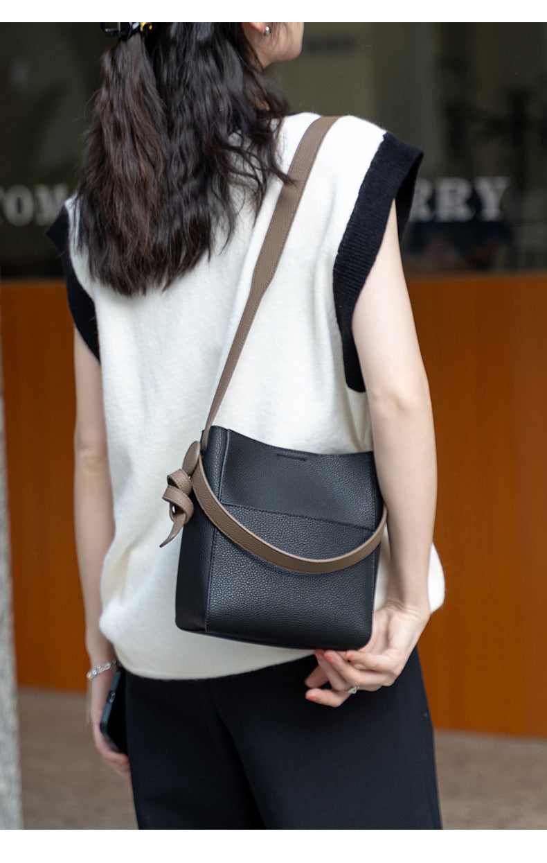 Genuine Leather Bucket Bag for Women-Handbags-A-Free Shipping Leatheretro