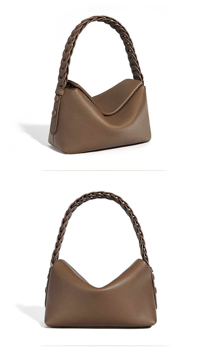 Women's Genuine Top-Grain Leather Underarm Bag-Tote Bags-black-Free Shipping Leatheretro