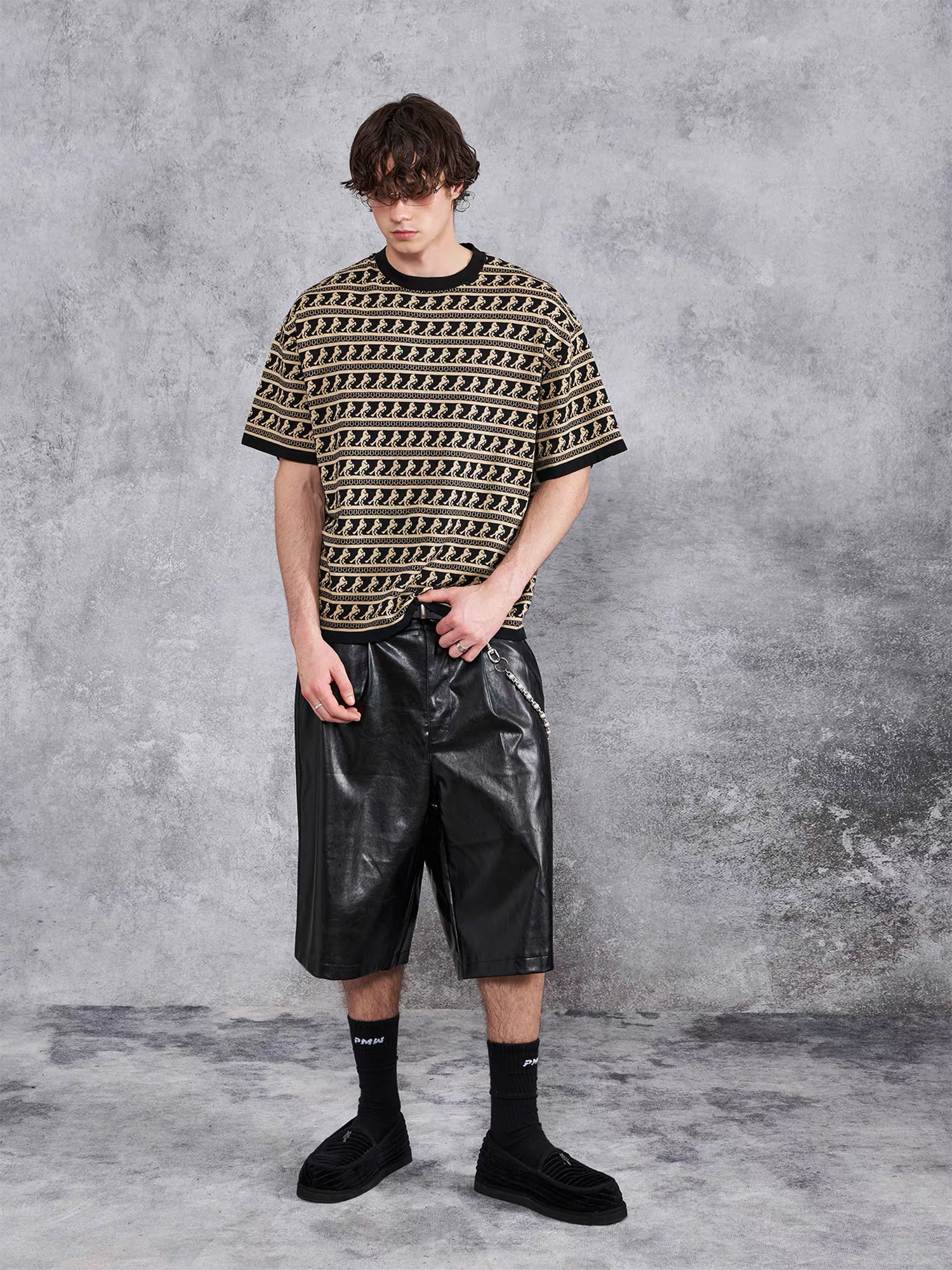 PMW Horse Jacquard Knitted T Shirt-T Shirt-S-Gold-Free Shipping Leatheretro