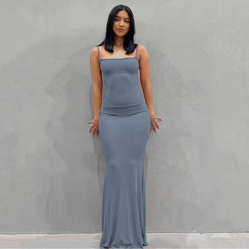 Casual Long Sheath Dresses-Dresses-Blue-XS-Free Shipping Leatheretro