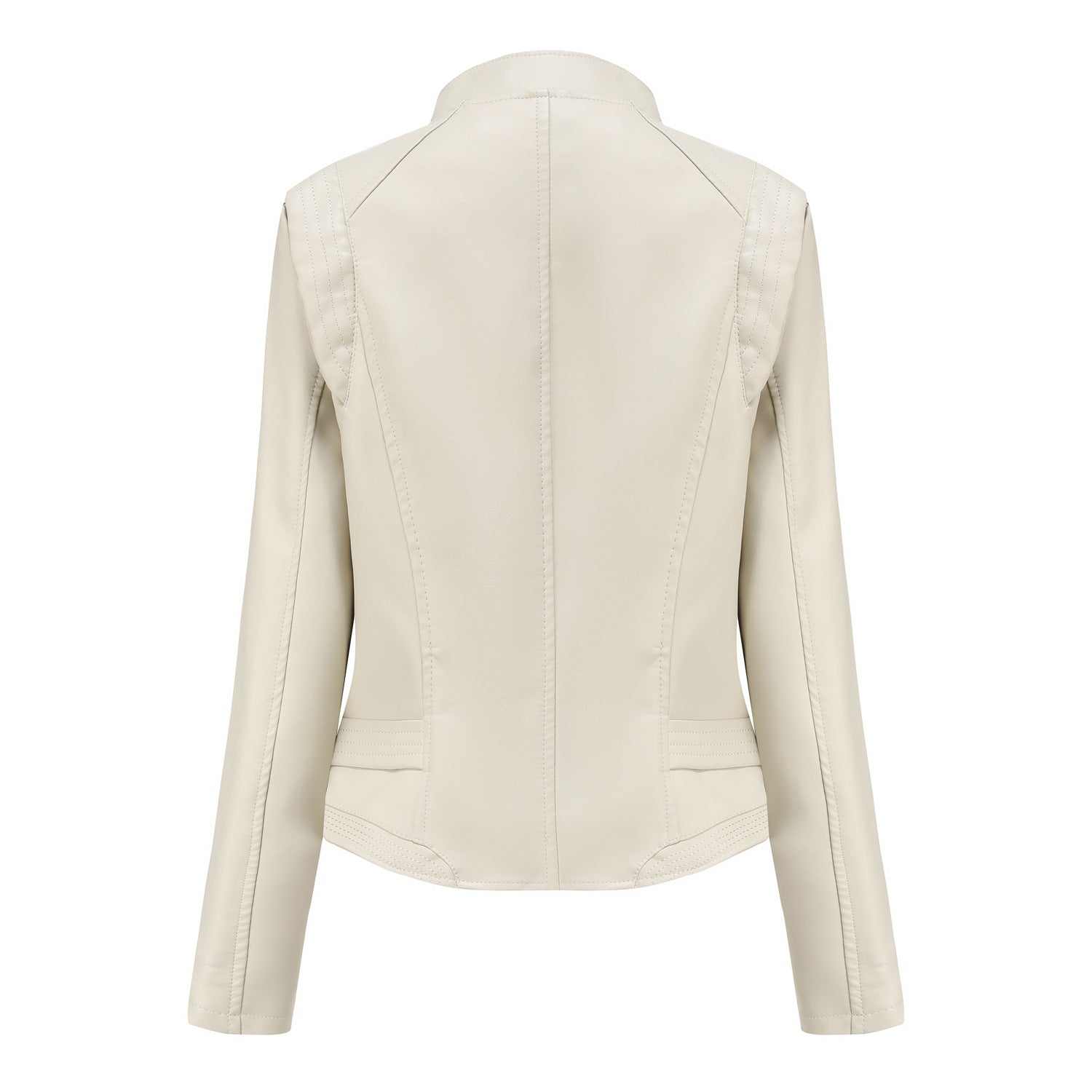 Women's Lapel Fitted Faux Leather Jacket-black-L-Free Shipping Leatheretro