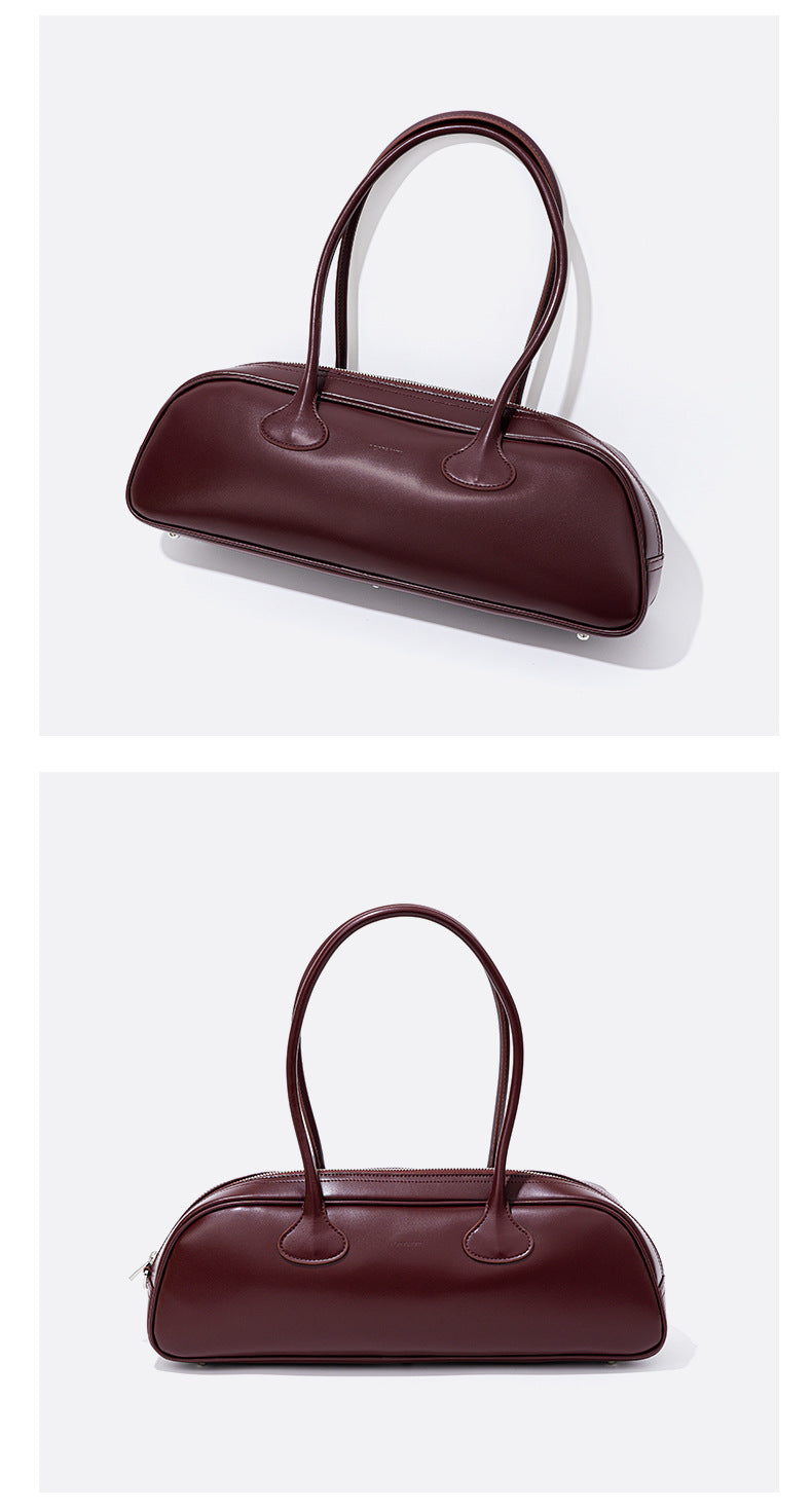 Vintage Bowling Bag – New Design Multipurpose Cowhide Leather Shoulder Handbags-Handbags-White-Free Shipping Leatheretro