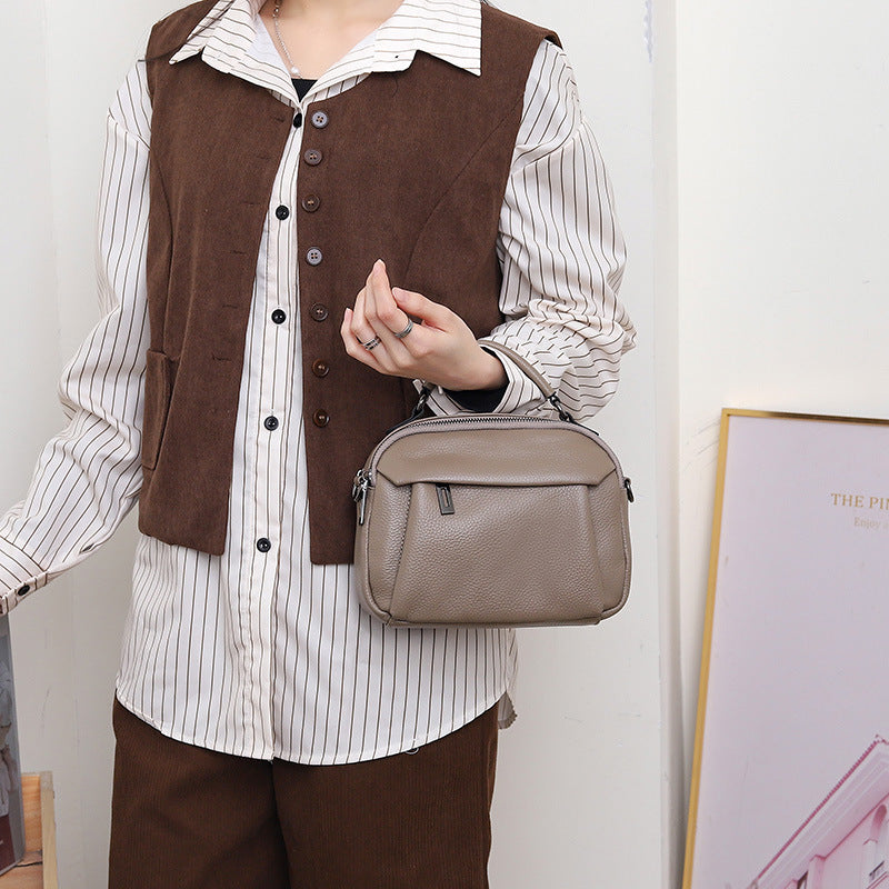 Genuine Leather Women's Handbag-black-22CM*8CM*17CM-Free Shipping Leatheretro