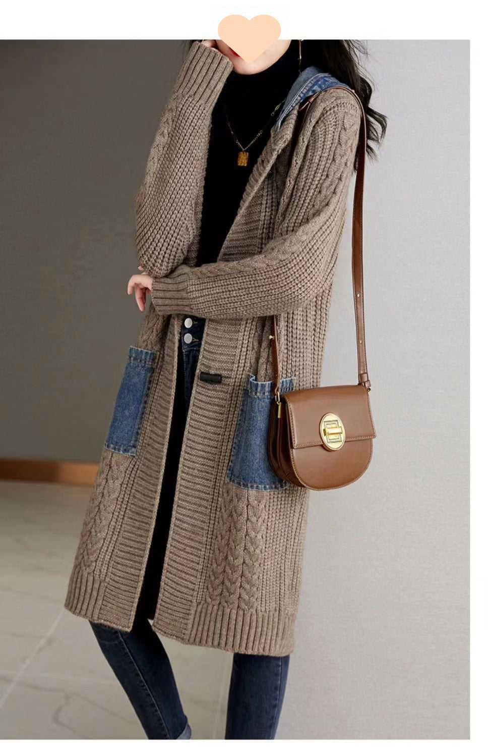 Casual Plus Sizes Knitted Cardigan Jacket Coats-Coats & Jackets-Coffee-M 40-50 kg-Free Shipping Leatheretro