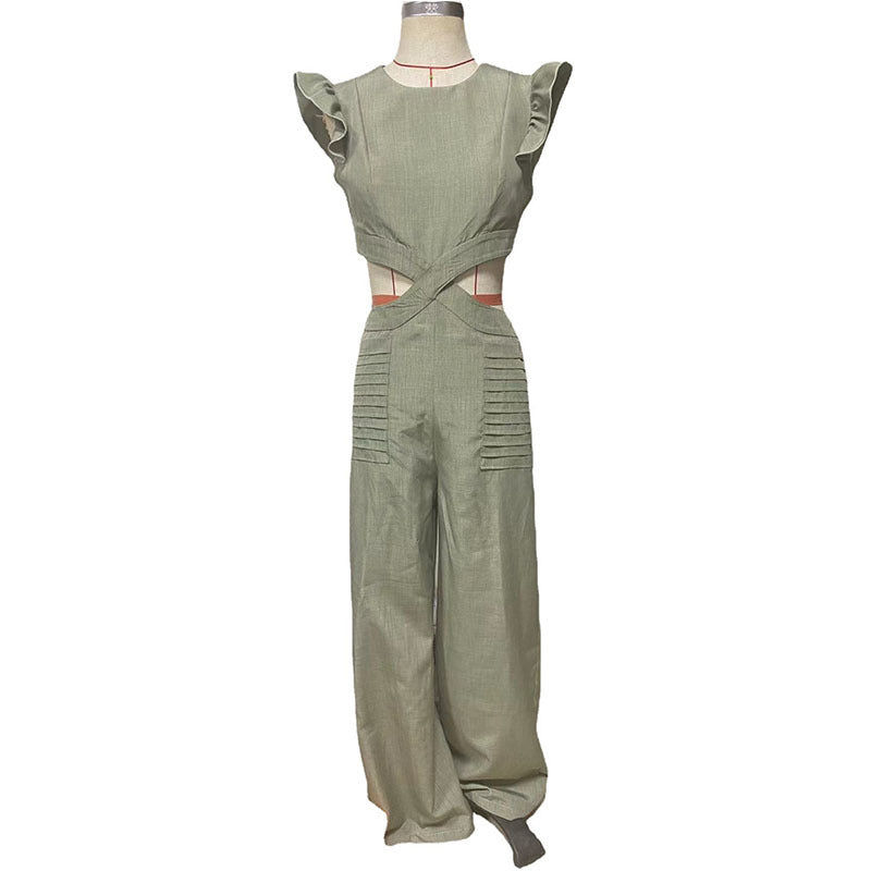 Sexy Summer Ruffled Design Jumpsuits for Women-Jumpsuits & Rompers-Green-S-Free Shipping Leatheretro