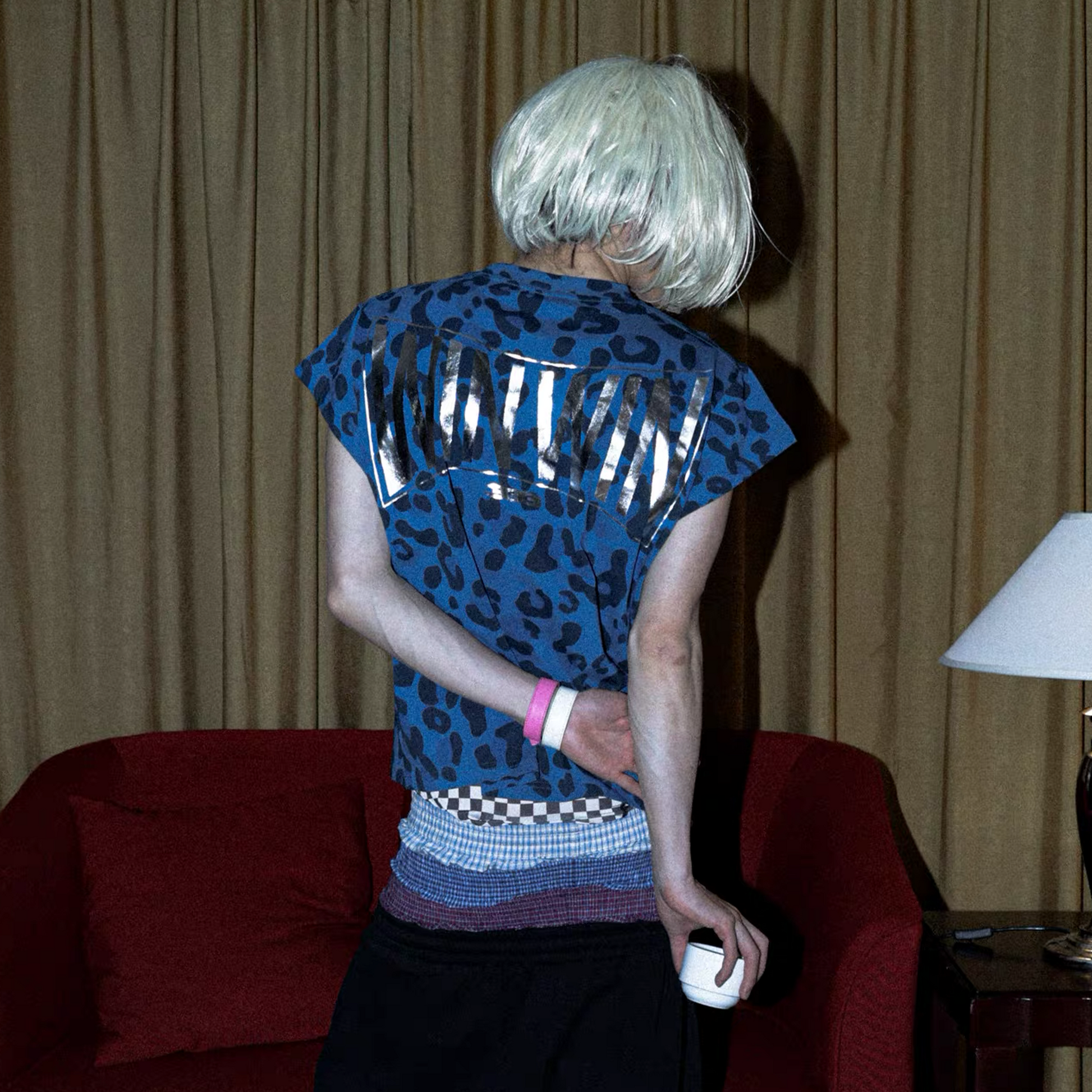 PCCVISION Contrast Leopard Crackled Foil Graphic T-Shirt-T Shirt-S (Preorder)-Blue-Free Shipping Leatheretro