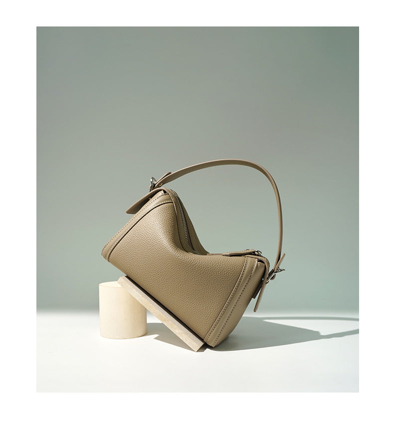 Genuine Top-Grain Leather Boston Bag-Classic - trench coat gray-Free Shipping Leatheretro