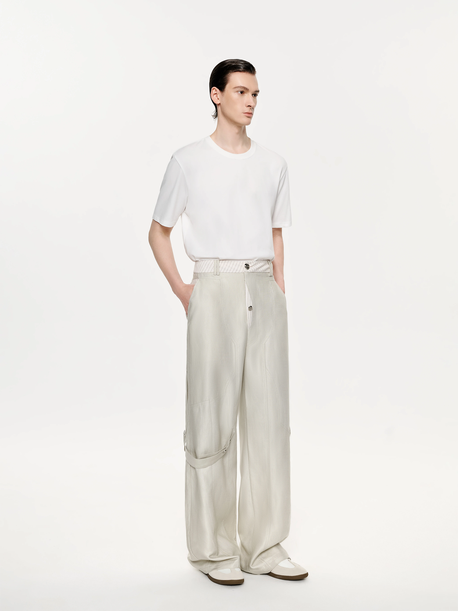 TIWILLTANG Contrast Panel Straight-Leg Pants-Pants-S / 28-31“-Free Shipping Leatheretro