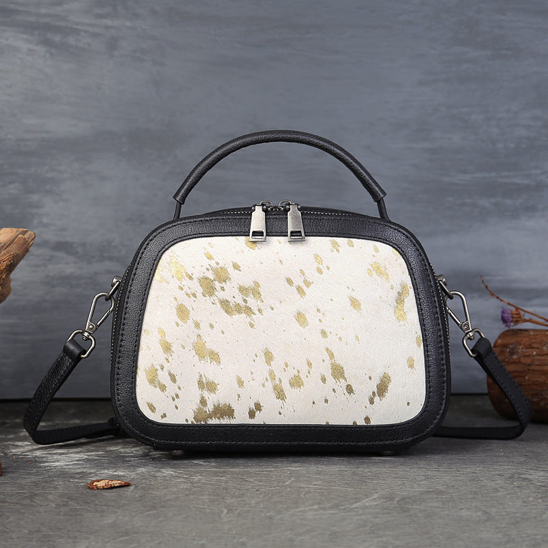 Women's Genuine Leather & Pony Hair Box Bag-Handbags-brown-Free Shipping Leatheretro