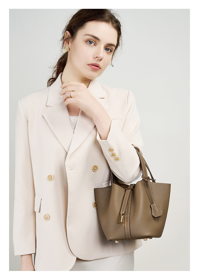 Luxury Leather Bucket Bag for Women-handbags-black-Free Shipping Leatheretro