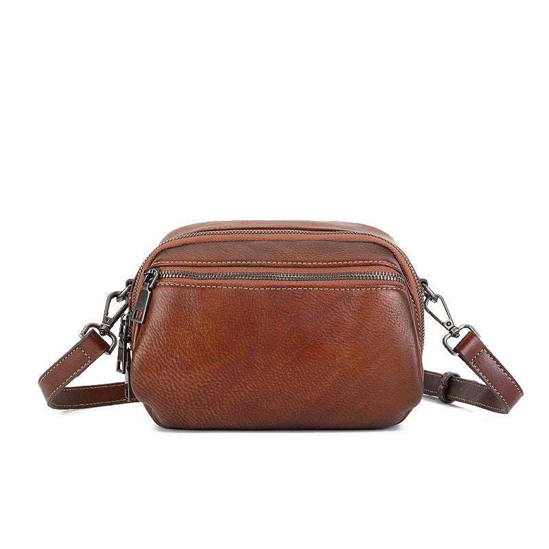 Vintage Distressed Leather Shoulder Bag-Handbags-Brown-Free Shipping Leatheretro