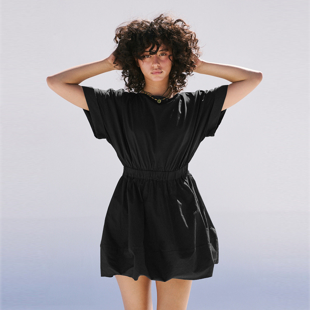 Summer Elastic Waist Short Vacation Dresses-Dresses-Black-S-Free Shipping Leatheretro