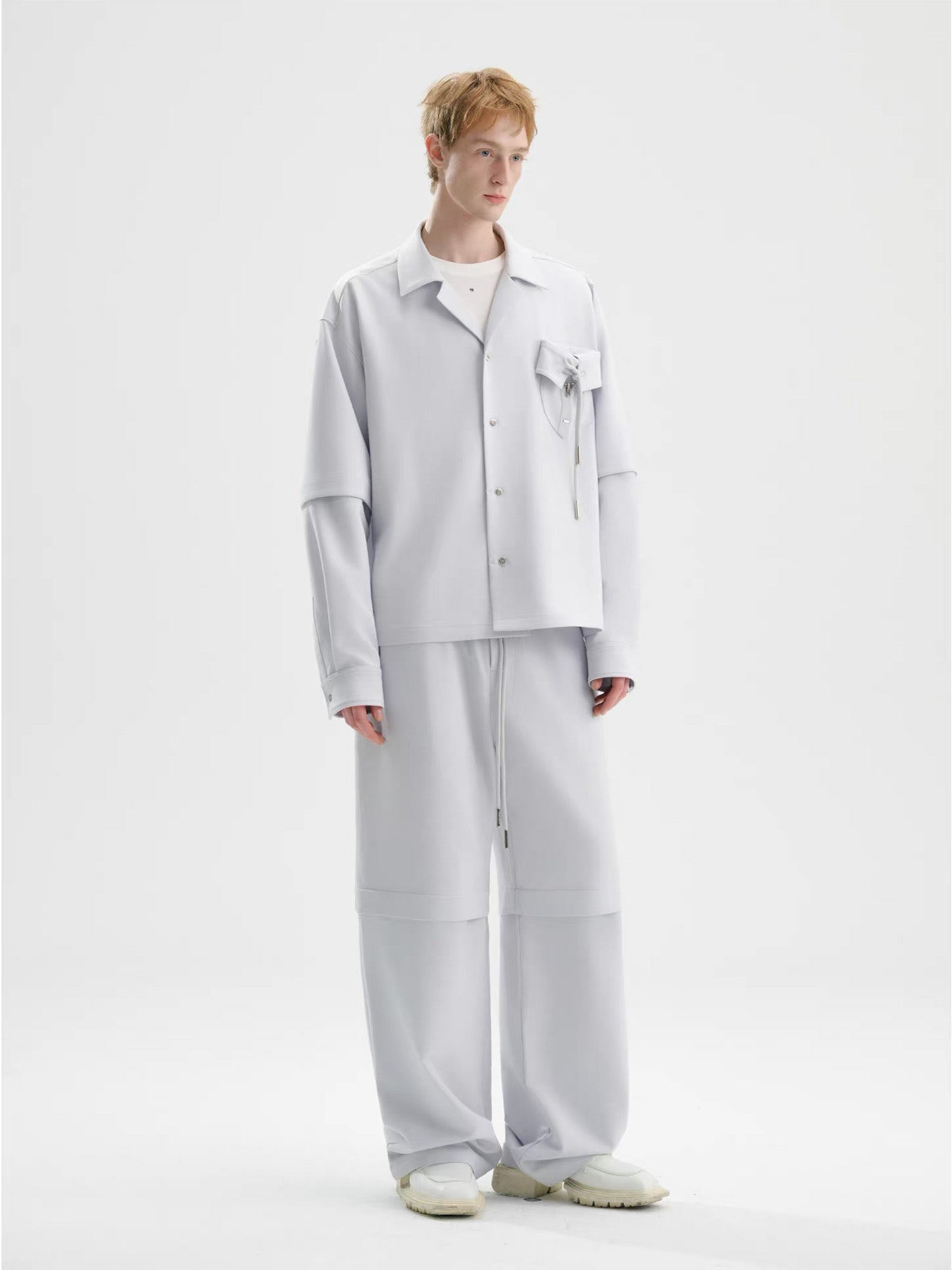 TIWILLTANG Detachable-Sleeve Tie-Pocket Shirt-Jacket-S-Blue-Free Shipping Leatheretro