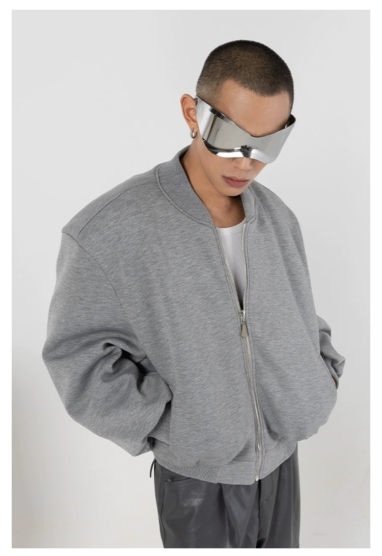 CLP Grey Baseball Collar Pilot Jacket-Gray-S-Free Shipping Leatheretro