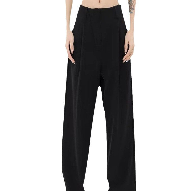 Designed Women Fall Straight Wide Legs Pants-Pants-Black-S-Free Shipping Leatheretro