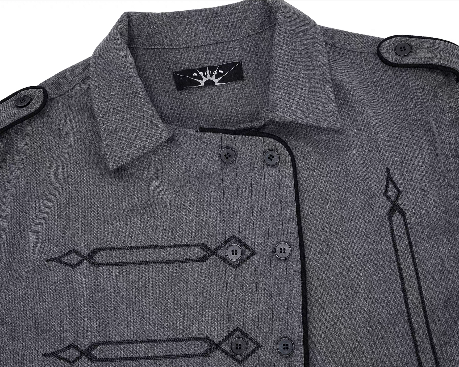 ESAIAS Napoleon Embroidered Asymmetrical Half Shirt-Half shirt-S-Free Shipping Leatheretro