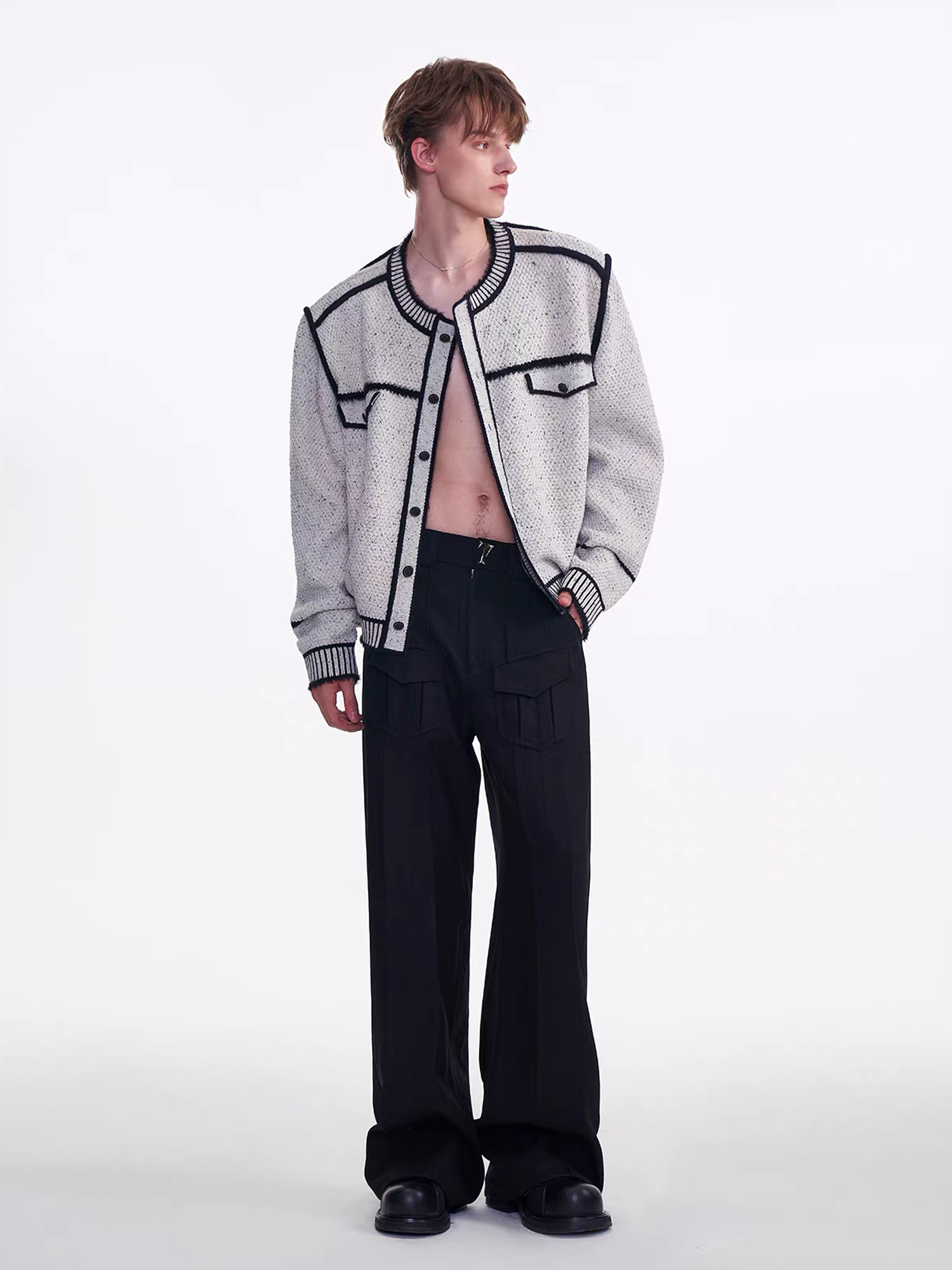 TIWILLTANG Contrast Stitch Knit Jacket