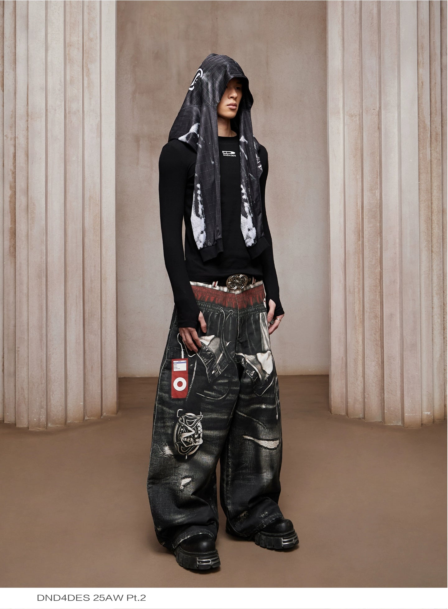 DND4DES Men's Long Sleeve T-Shirt - Ribbed Stretch Fit-Black-S-Free Shipping Leatheretro