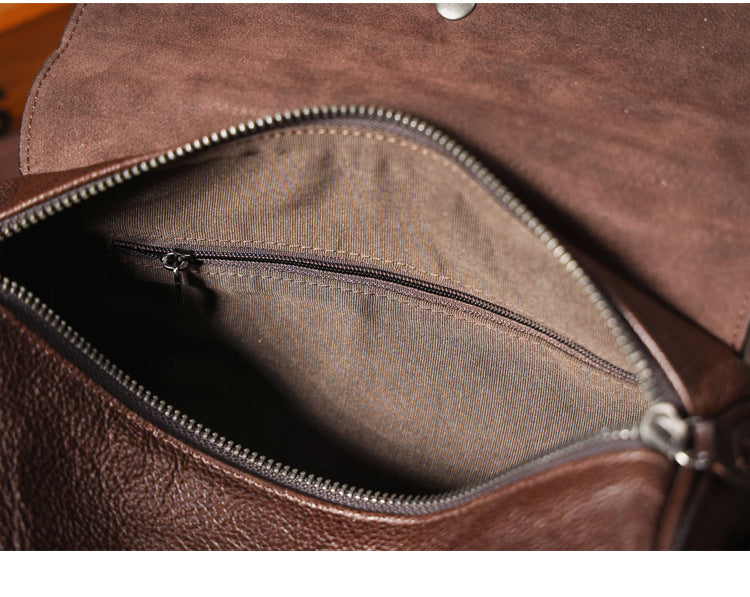 Genuine with Full-Grain Vegetable-Tanned Leather Bag-Handbags-Dark Coffee-Free Shipping Leatheretro