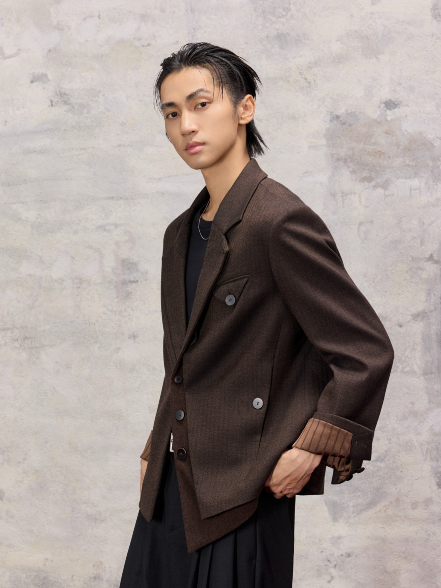 ALVNG AR ANTS Asym Herringbone Wool-Blend Blazer-Jacket-S-Free Shipping Leatheretro