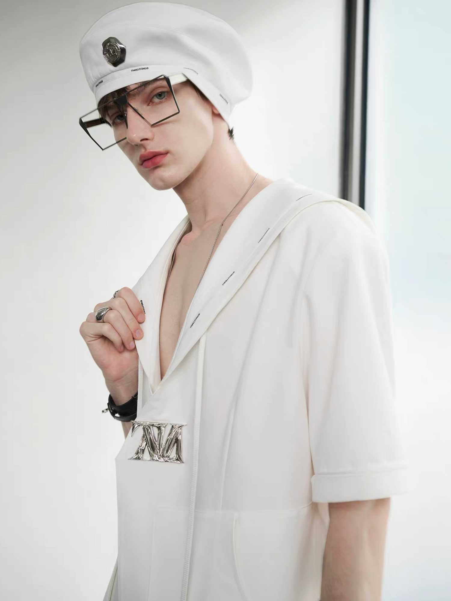 TIWILLTANG Minimal Sailor Collar Shirt-Shirt-S-White-Long-Free Shipping Leatheretro