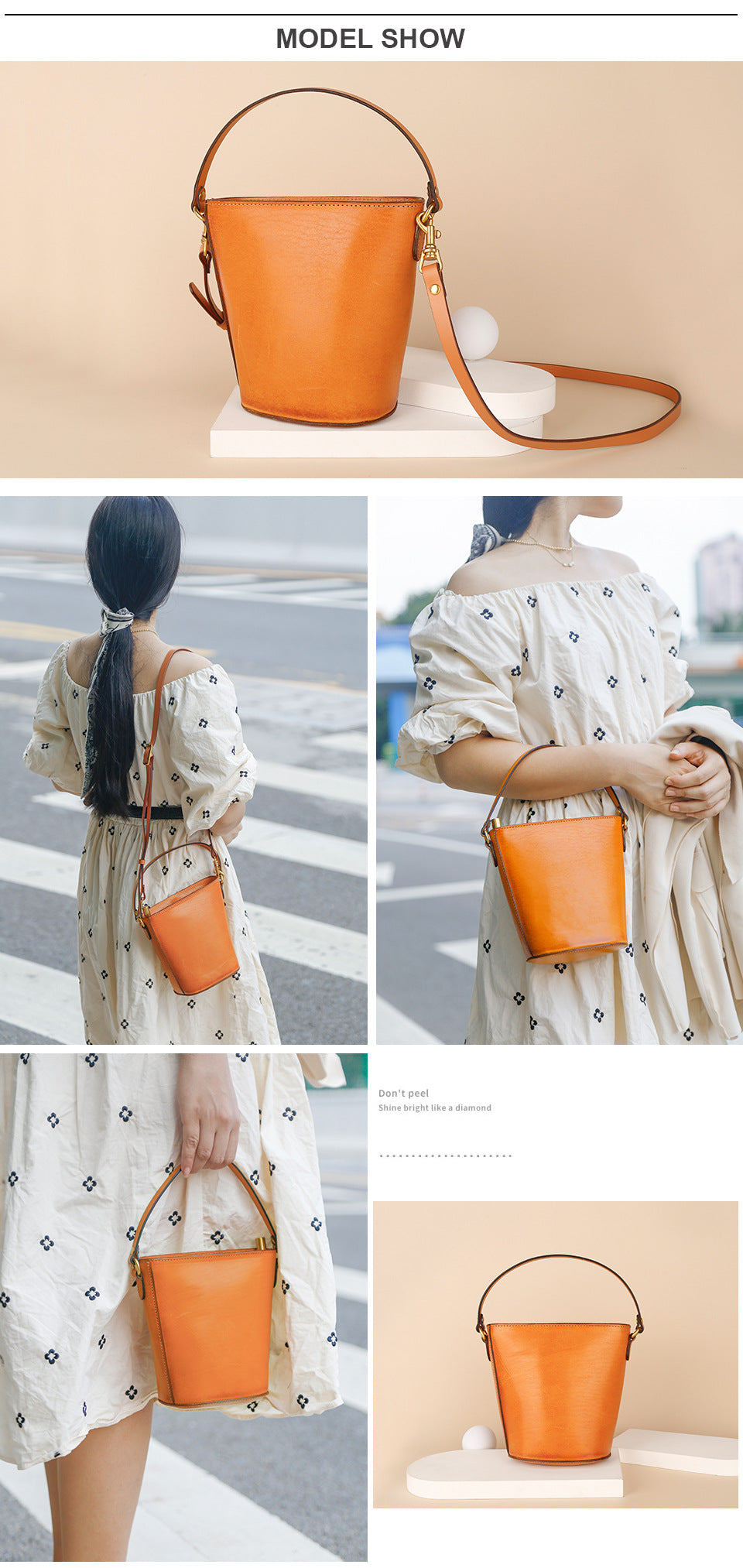 Vegetable-Tanned Leather Bag, Phone Bags-Handbags-Black-Free Shipping Leatheretro