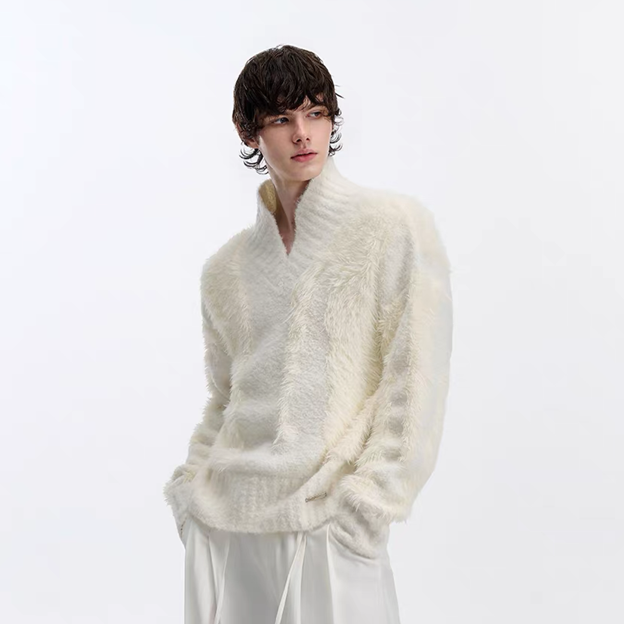 TIWILLTANG Fuzzy Faux-Mink Contrast Sweater