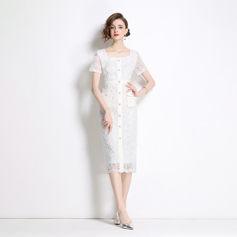 Designed Luxury Elegant Summer Lace Dresses-Dresses-White-S-Free Shipping Leatheretro