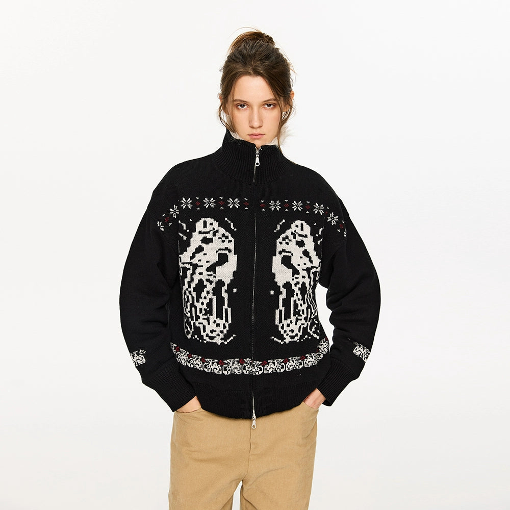 KREATE Women's Plush Knit Jacket with Dyed Tip Fur-Black-S-Free Shipping Leatheretro