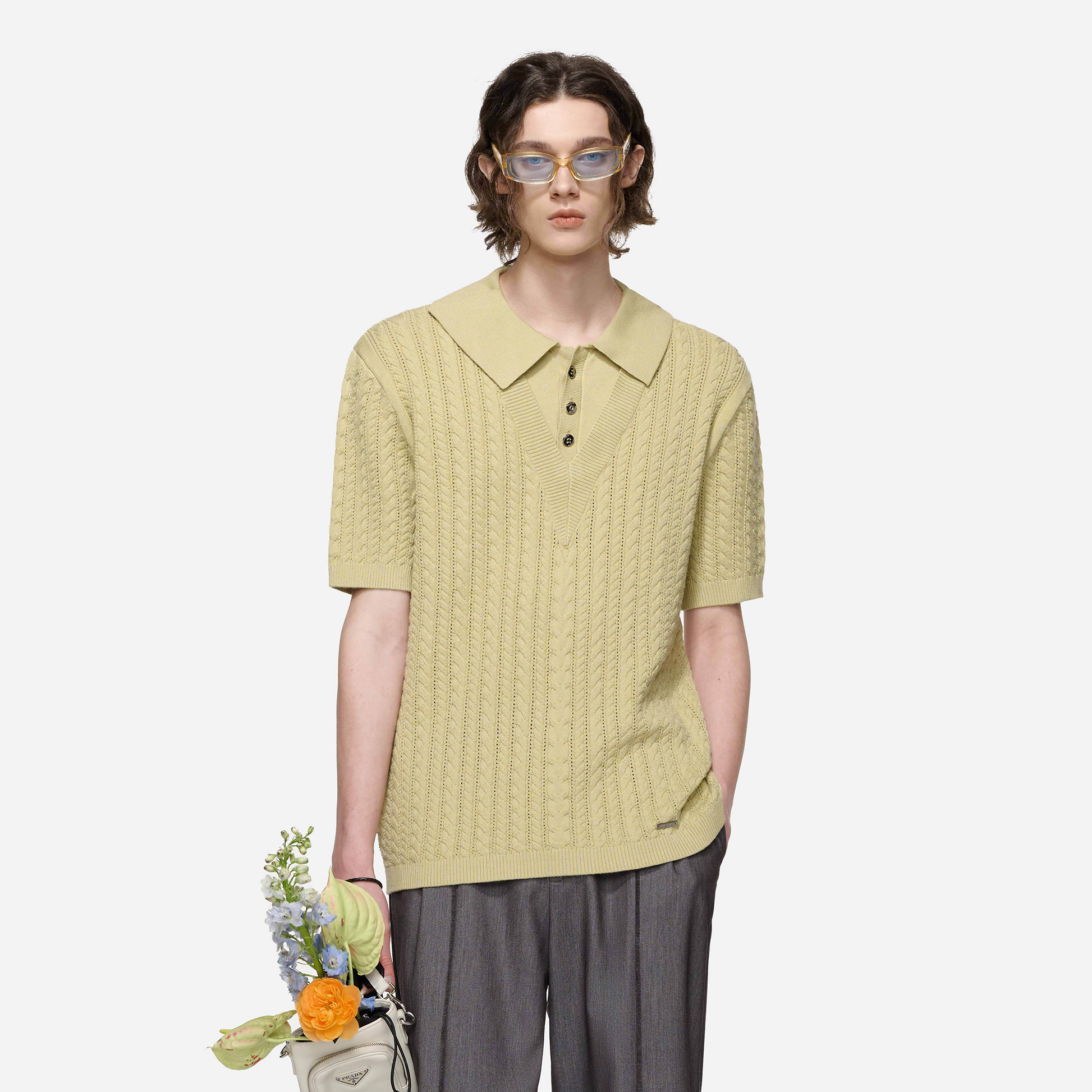 TIWILLTANG Layered Cable-Knit Openwork T Shirt-T Shirt-S-Free Shipping Leatheretro