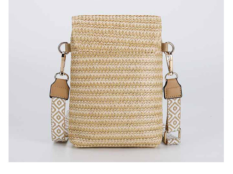 Woven Straw Crossbody Bag with Beaded Detail-1#-13*3.5*19-Free Shipping Leatheretro