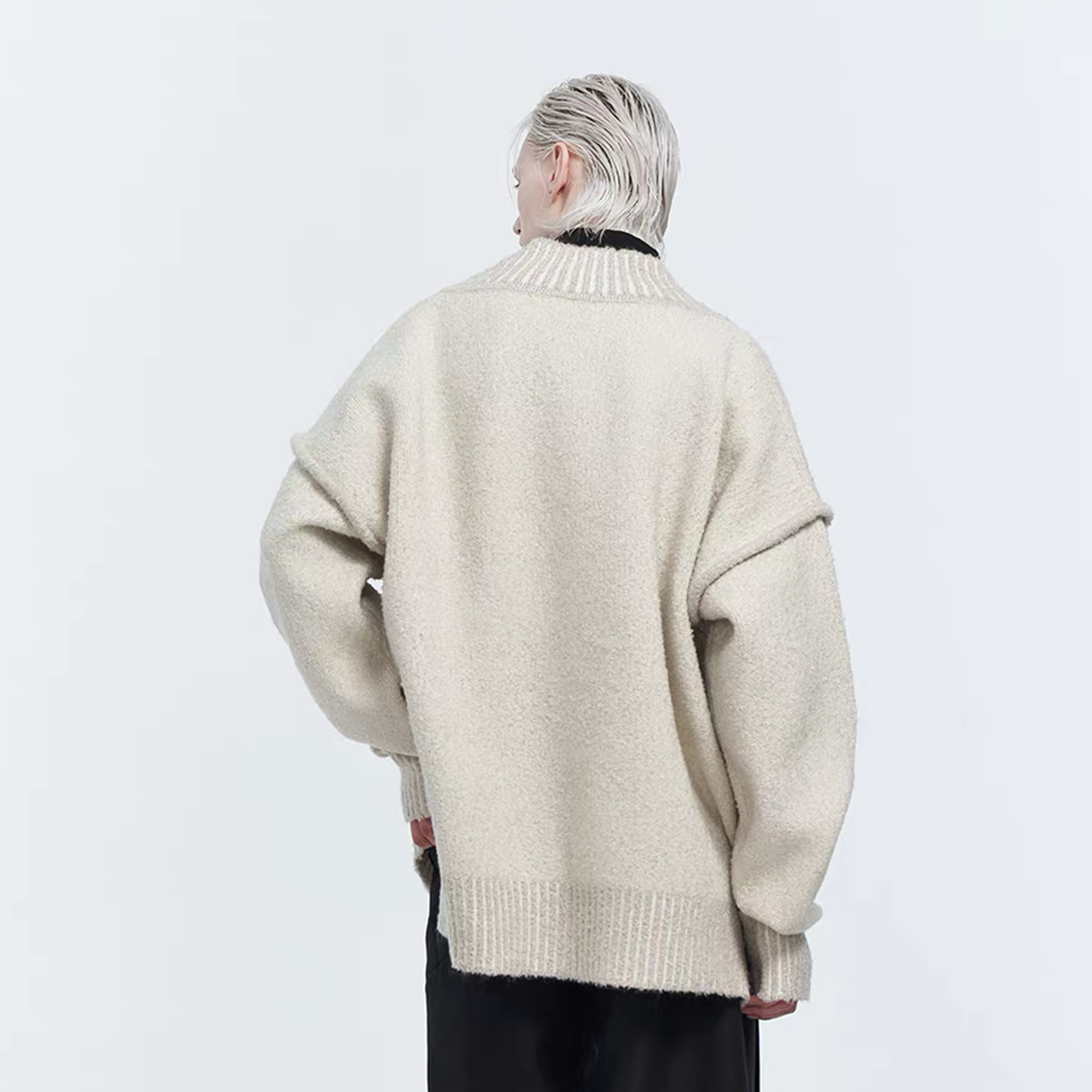 TIWILLTANG Retro Oversized V-Neck Sweater