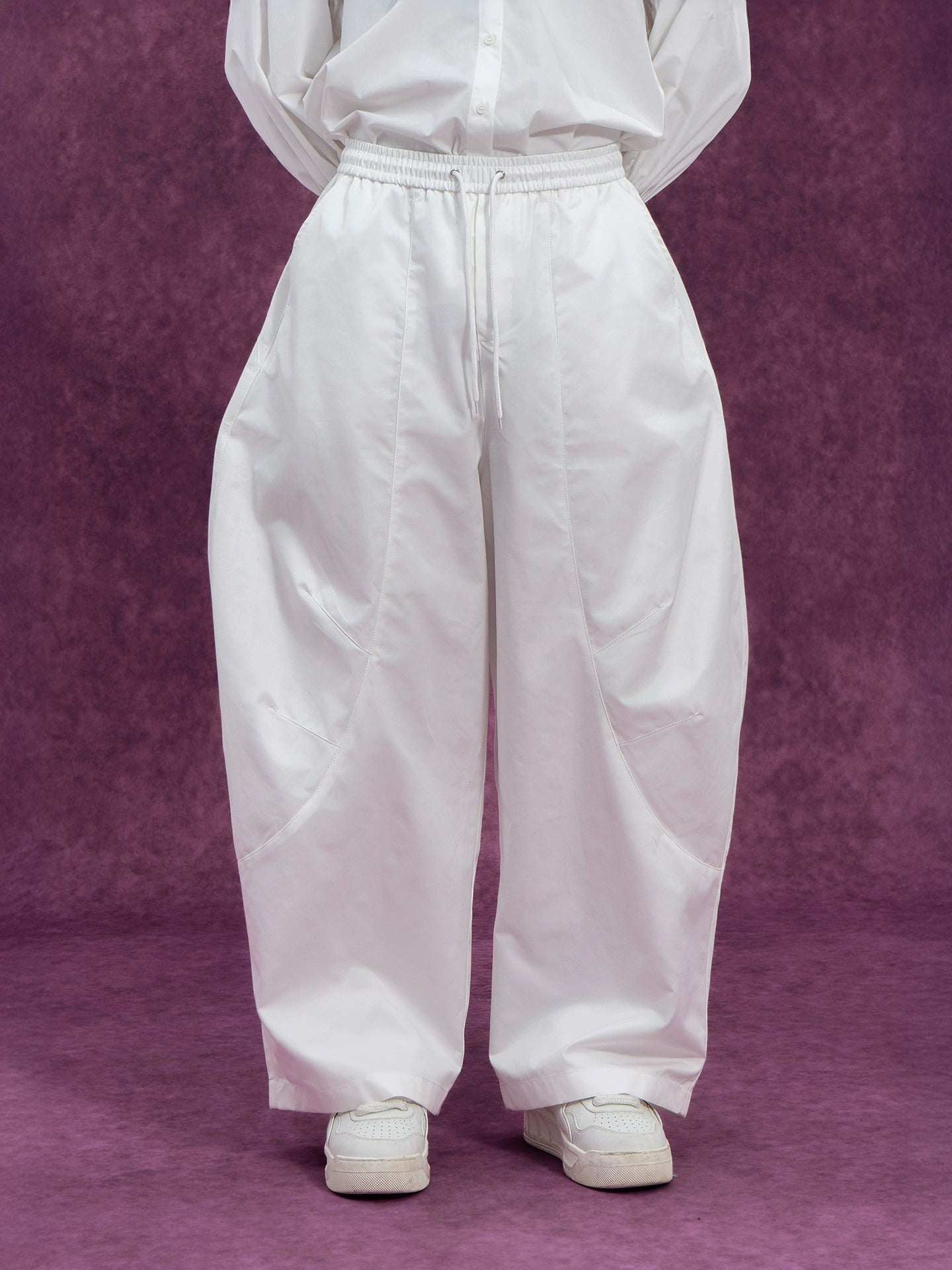 CLP Men's Wide Leg Cargo Joggers-White-M-Free Shipping Leatheretro